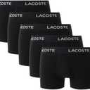 Lacoste Mens 5-Pack Regular Fit Boxer Trunk (Small, Black With Black Waistbands)
