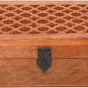 Samhita Mango Wood Decorative Wooden Box with Hinged Lid in Jali Carvings Used as Storage Box Christmas Gifts Items (9" x 6" x 3')