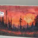 Zoirvix Red Full Moon Forest Canvas Wall Art 16x24 Inch