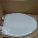 Mayfair Linden Slow Close Toilet Seat, Non Slip Heavy Duty Wood, Easy Install, Elongated, White