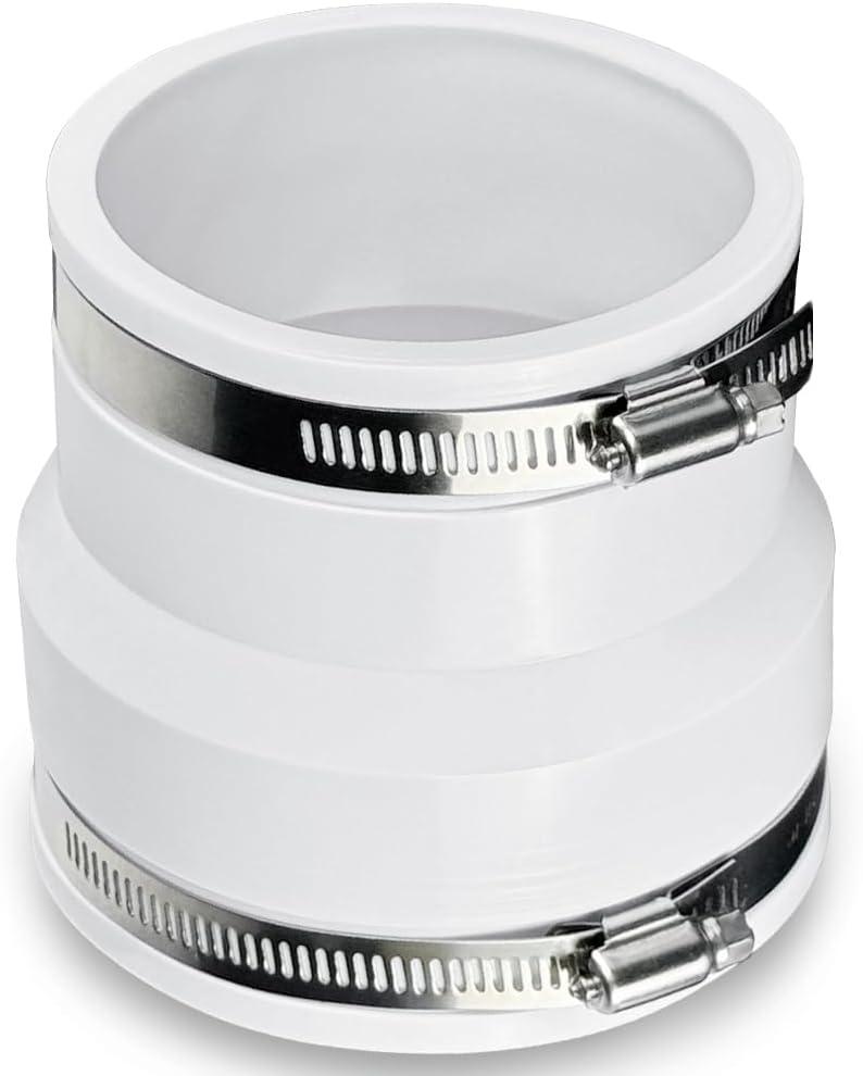 4 to 3 Inch Flexible Duct Reducer Increaser Connector, Duct Adapter for Air Ventilation System, Rubber Coupling Soft Joint Fits Inlet/Outlet Diameter of 3 Inch