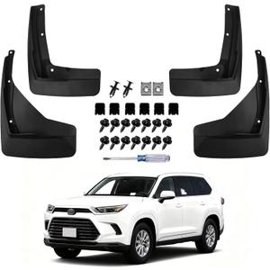 No-Drill Mud Flaps for Toyota Grand Highlander 2024 2025 2026 XU80 SUV, Heavy Duty Thermoplastic Mud Guards OEM, Front & Rear All Weather No Drilling Required Splash Guards 4PCS Accessories