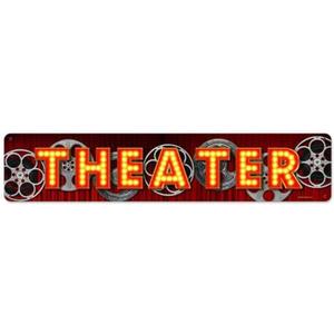 Theater Metal Tin Sign Wall Art Decor for Living Room Vintage Art Coffee Bar Signs Home Decor Gifts Decoration 4 x 16 Inches