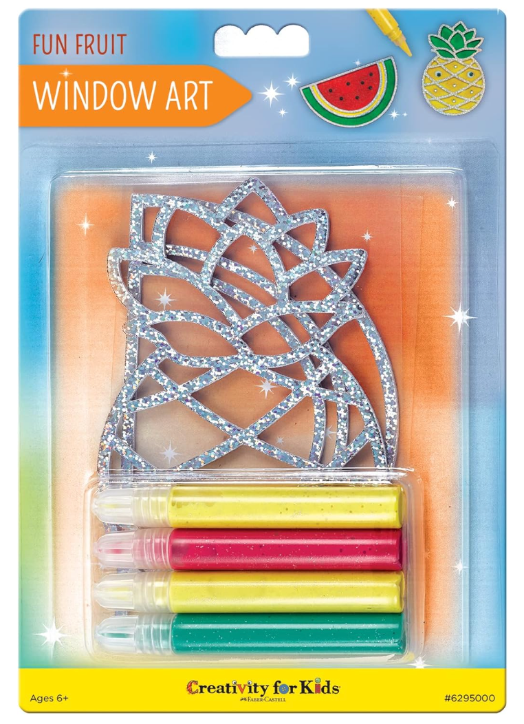 Creativity for Kids Window Art Fun Fruits - Paint and Decorate 2 Suncatchers, Create Your Own Window Art for Kids 2 Pack