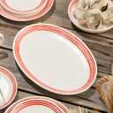 Certified International Dockside Red Oval Platter 16 x 12 Stylish Stoneware Serving Plate for Elegant Dinners & Gatherings. Ideal for presenting seafood, roast meats, appetizers, or baked goods.