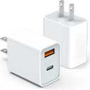 2 Pack USB C Charger Block, for iPhone Charger Block,20W Durable Dual Port PD+QC 3.0 Power Adapter,Power Adapter Cube for i Phone 16/16 Pro/16 Pro Max/16 Plus/15/14/1 3, XS/XR/X,Samsung, More