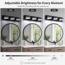 3-Light Bathroom Vanity Light Over Mirror, (24inch Dimmable) Matte Black LED Vanity Lighting Fixtures, Modern Bathroom Wall Light Fixtures with 360Rotating Lamp Head (Cool White 5500K)