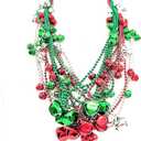 YSPPF 24 Pcs Christmas Jingle Bell Beads Necklace Red Green Silver Christmas Tree Bead Necklace Party Gift Decorations