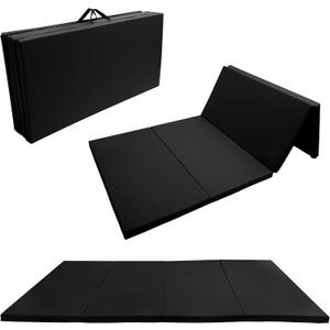 Fitvids 4'x8'x2" Folding Gymnastics Mat, Home Exercise Mat with Carrying Handles, Gym Workout Tumbling Mat for Yoga, Pilates, Stretching, MMA, Core Workouts, Fitness Aerobics Mats for Gym Training, Black