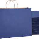 SHOPDAY Navy Blue Paper Bags with Handles 16x6x12, 25 Pack Large Kraft Paper Bags Bulk, Tote Bags Shopping Bags, Paper Gift Bags, Retail Bags Merchandise Bags for Grocery Business Takeouts