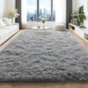 HQAYW 4x6 Fluffy Grey Area Rugs for Living Room Bedroom, Ultra Soft Plush Shaggy Bedside Rug, Non-Slip and Machine Washable Carpet for Kids Girls and Boys, Dorms, Nursery Rooms, Home Decor