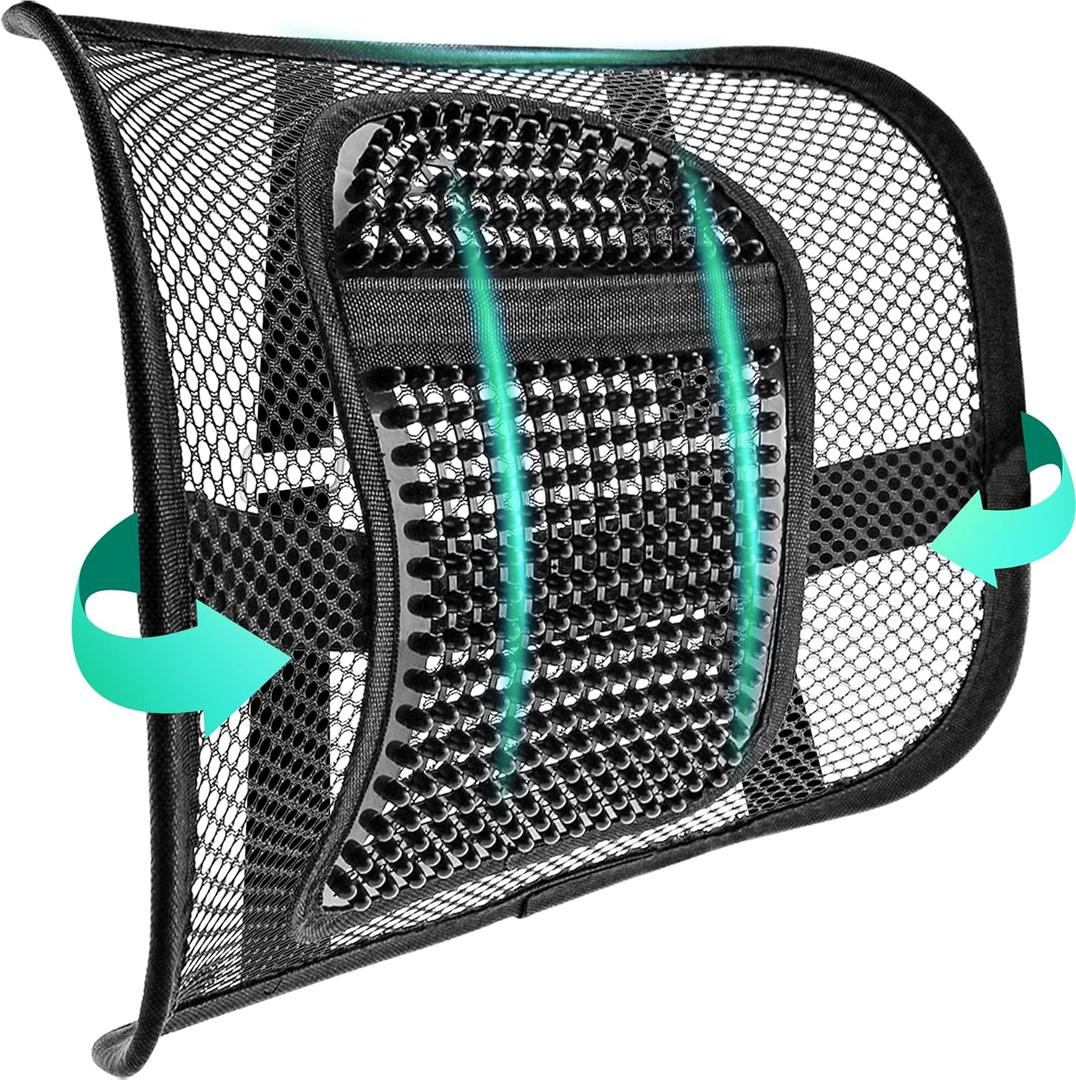 Samyoung Mesh Back Lumbar Support, Back Support Seat Cushion with Breathable Mesh for Office Chairs Car 12 x 16 inch (Black)