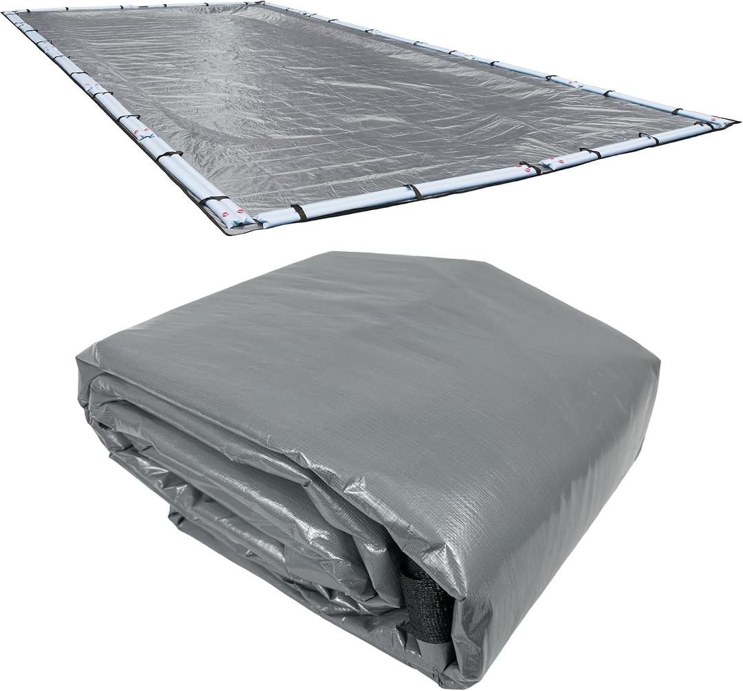 Robelle 18 x 40 ft Industrial Ultra Winter Pool Cover for Inground Pools | Gray Pool Cover, 5 ft Overlap (23 x 45ft Cover Size), Solid 14 x 12 Scrim, 4.5 oz/yd2,