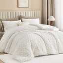 Andency Fluffy Sherpa King Comforter Set, Super Soft Khaki Fleece Warm Bedding for Winter, Luxury Jacquard Boho Thick Fuzzy Plush Bed Set 3 Pieces(1 Shaggy Comforter, 2 Pillowcases)