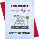 5 x D24TIME Funny Birthday Card for Dad or Mom - 50th 60th 70th 80th Age Joke Gift - Happy Birthday Card for Husband Wife Grandma Grandpa - Older Brother Sister Friend Men (Chariot)