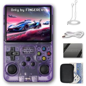 R36S Handheld Game Console 3.5-in 640*480 IPS OCA Screen 3200mAh Opensource System Purple Transparent