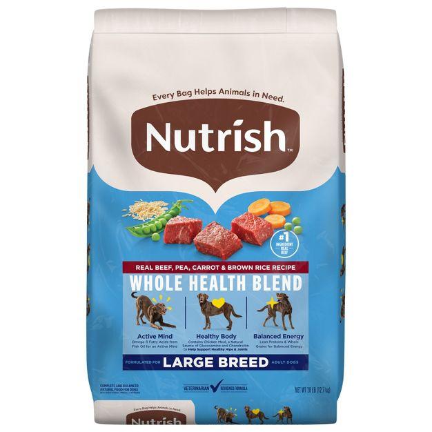 Nutrish Large Breed Real Beef, Pea, Carrot & Brown Rice Recipe Whole Health Blend Dry Dog Food - 28lbs