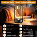 Portable Table Lamp for Outdoor Indoor: Cordless Rechargeable Desk Lamp with 3 Color Stepless Dimmable - Metal Battery Operated Lantern Light for Bedroom/Bar/Coffee Shop/Camping (Black)
