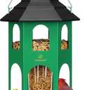 Kingsyard Metal Bird Feeder for Outdoor Hanging, Wild Bird Feeders with Circular Perch, Easy to Clean & Refill, 4 lbs Large Seed Capacity, Green
