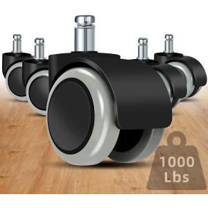 Office Chair Caster Wheels Replacement(Set of 5) for Hardwood Floors and Carpet- Heavy Duty Caster Support up to 1000bls, Office Rubber Chair Wheels,2 inch,Universal Size (Grey)