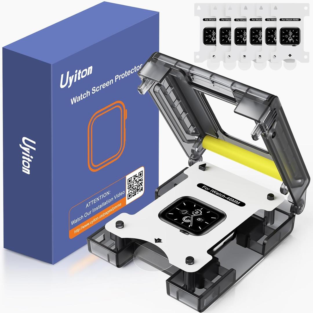 Uyiton for Apple Watch Series 9/8/7/6/SE (3/2/1) Screen Protector 44/45mm, Clear EPU Film [Not Glass] iWatch Protector [Non-Bubbles] [Easy to Install] Self-Healing High Touch Screen Cover, 6 Pack