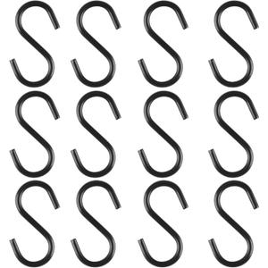 24 Pieces 2.2 Inch Small S Hooks Stainless Steel Heavy Duty S Hooks for Ornaments, Jewelry and Hanging (Black)