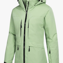 GEMYSE Women's Ski Jacket Waterproof Winter Snow Coat Warm Hooded Windbreaker Snowboarding Windproof Rain Jacket Fair Green Medium