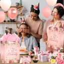 Floral 16th Birthday Gift Bag with 16th Birthday Wrapping Paper and Greeting Card Pink Flower 16 Treat Candy Goodies Paper Bag with Handle for Girls Happy 16 Bday Decorations Party Favor Supplies