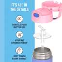 THERMOS FUNTAINER Water Bottle with Straw - 12 Ounce - Kids Stainless Steel Vacuum Insulated Water Bottle with Lid, Purple/Pink