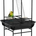 PawHut Bird Stand with Wheels, Parrot Stand with Perches, Stainless Steel Feed Bowls, Pull-Out Tray, Toy Hanger, Bird Play Stand for Indoor Outdoor Small Parrot, Dark Gray