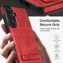 Designed for Samsung Galaxy S26 Plus Leather Case with Stand, Protection Slim Adjustable Kickstand Phone Cover Compatible with Samsung Galaxy S26 Plus (Red)