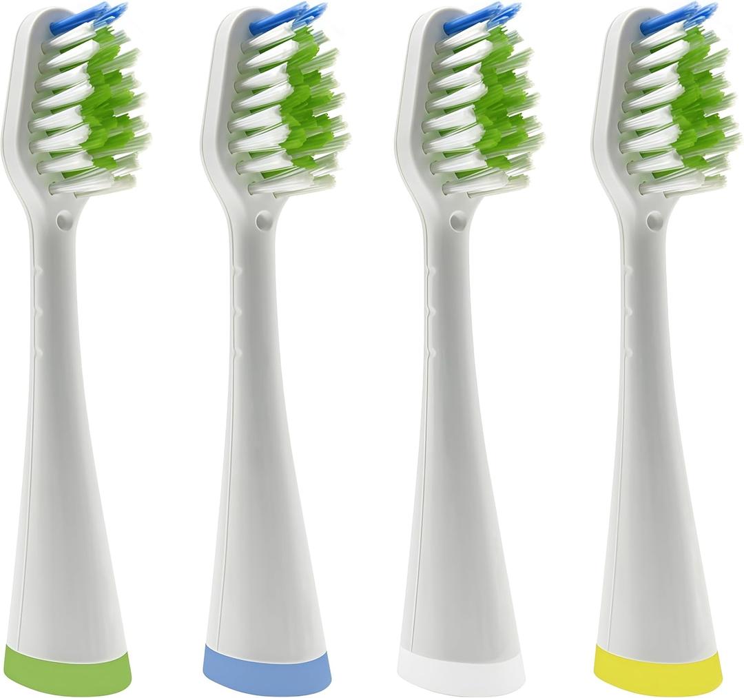 Replacement Toothbrush Heads for Waterpik Complete Care 5.0 (WP-861, WP-871, WP-876, WP-881, WP-890) and Complete Care 9.0 (CC-01CD012-1),White,4 Pack,with Caps