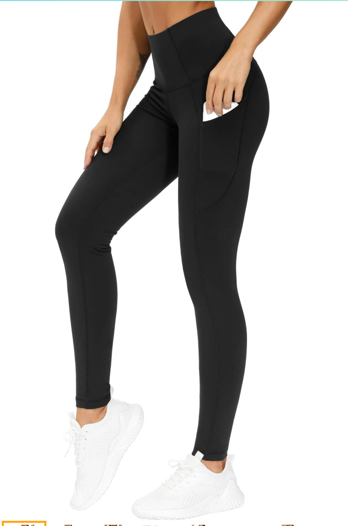 THE GYM PEOPLE Thick High Waist Yoga Pants with Pockets, Tummy Control Workout Running Yoga Leggings for Women, Size L
