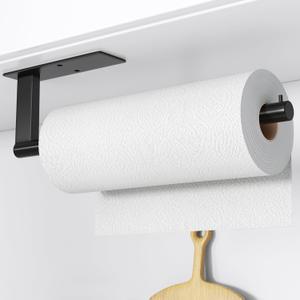 Paper Towel Holder Under Cabinet: Self-Adhesive or Drilling Paper Towel Dispenser - Stainless Steel Paper Towel Roll Holder (No Screws Included)