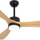 52 Ceiling Fans with Lights Remote Control, Quiet DC Motor 3 Blade Wood Ceiling Fan with LED Light, Indoor Outdoor Ceiling Fans for Patio Living Room, Bedroom, Office