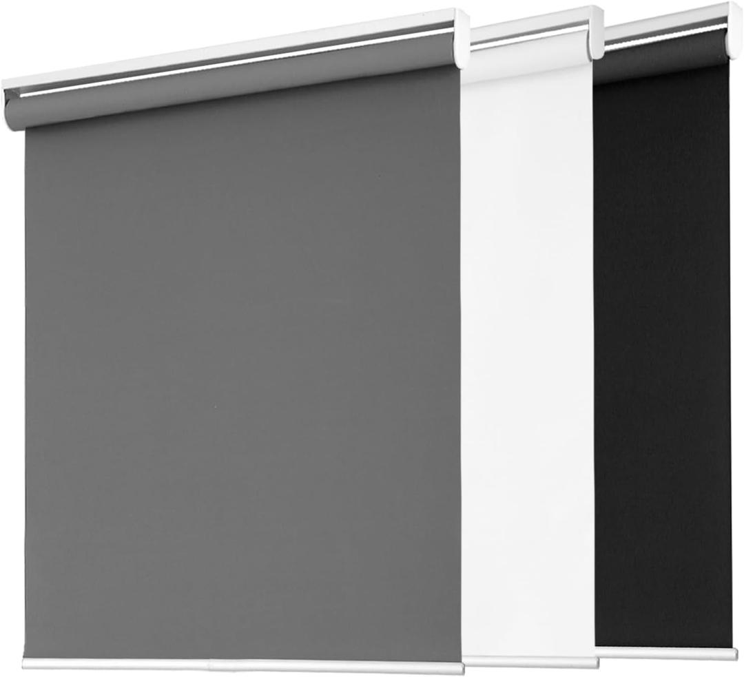 Blackout Roller Shades for Windows, Cordless Free-Stop Blinds with Thermal Insulated,UV Protection Fabric. Pull Down Room Darkening Door Blinds for Home, Office Easy to Install(25" W x 72" H,Grey)