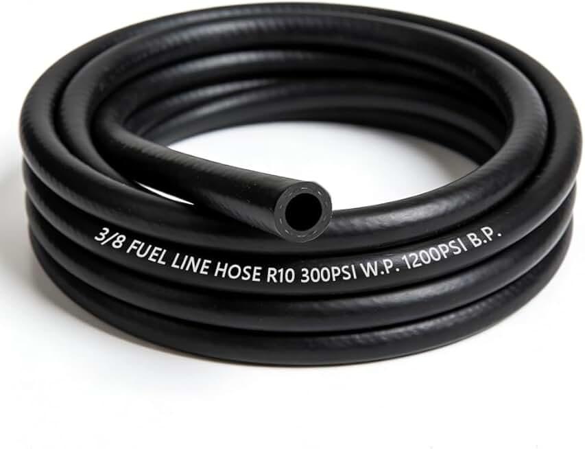 3/8 Inch Fuel Line Hose 300 PSI R10 Push Lock Hose - for Gas, Diesel, E85, Oil & Hydraulic Fluid - Flexible Replacement for Fuel Pump, Supply & Return Lines 9' 10"
