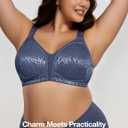 Deyllo Women's Full Coverage Plus Size Comfort Minimizer Bra Wirefree Non Padded (Blue)