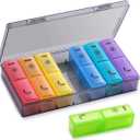 BUG HULL Pill Organizer 2 Times a Day, Large Weekly Pill Box AM PM, 7 Day Pill Case, Day and Night Vitamin Containers for Vitamins, Pill Holder for Supplements