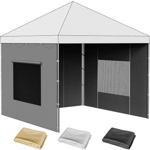 10x10 Canopy Sidewalls, 3Pcs Canopy Sidewalls 10x10 with Mesh Roll-up Windows, UV Protection, Waterproof, Canopy Tent Accessories (Grey, 3 Pcs with 2 Windows)