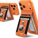 ExtreLife For Magsafe Wallet Stand with Airtag Holder, Strongest Magnetic Wallet for iPhone 17/16/15/14/13/12 Series, ID Window, 4 Card Slots, 10 Cards Holder, Vegan Leather, RFID Blocking, Orange