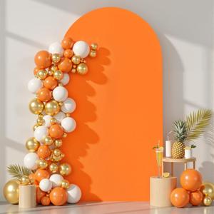 6 ft Arch Backdrop Cover Orange - Double-Sided Spandex Arch Covers Stretchy Backdrop for Balloon Arches Birthday Party Baby Shower Banquet Wedding Photo Background