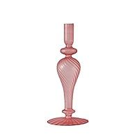 NEEDOMO Valentines Day Decorations, Set of 2 Pink Heart Glass Candlestick Holders for Valentines Decor, Taper Candle Holders Table Centerpieces for Romantic Wedding Party Mantel Decor (Ndgg-1177)