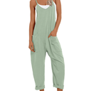 Lentta Women's Causal Jumpsuits V Neck Sleeveless Harem Overalls Stretchy Adjustable Strap Romper with Pockets Size XXL