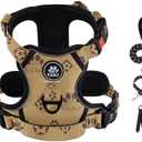 IVY&LANE No Pull Dog Harness with Leash Set, Reflective No Choke Pet Vest,Adjustable Oxford Dog Vest Harness with Easy Control Handle for Medium Dogs (Light Brown,M)
