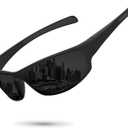 Ofwin Sports Polarized Sunglasses for Men Women Wrap Around Sun Glasses Fishing Cycling Driving Running UV Protection Black