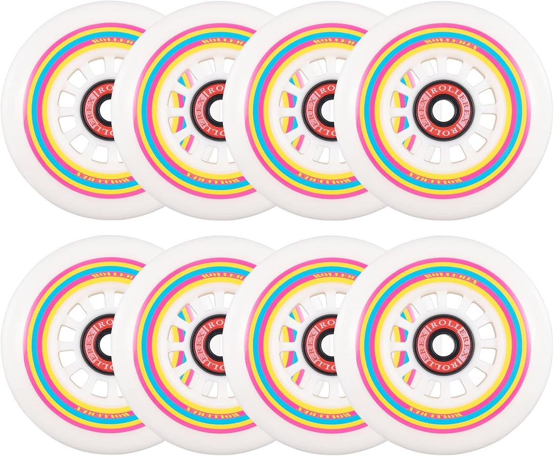 Rollerex Lollipop Boardwalk Inline Skate Wheels (8-Pack with Bearings, Spacers and Washers)