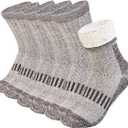 Kids Merino Wool Hiking Socks 3 Pairs,Thermal Crew Socks for Boys & Girls,Thick Warm Cushioned Sole 4-10 Years (Gray)