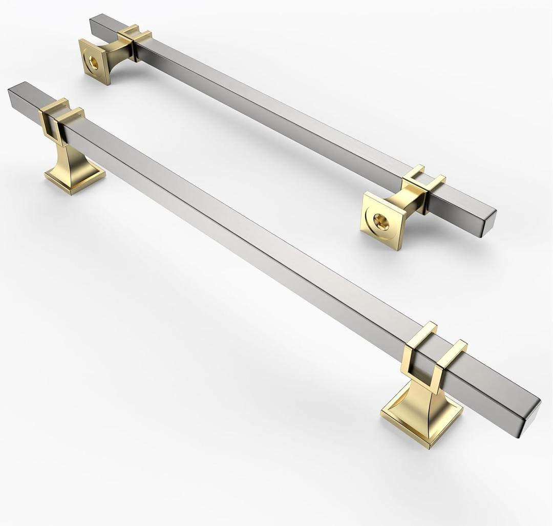 Asidrama 10 Pack 7.5 Inch(192mm) Brushed Satin Nickel and Gold Kitchen Cabinet Handles, Cabinet Pulls Kitchen Cabinet Hardware for Cupboard Drawer Pulls