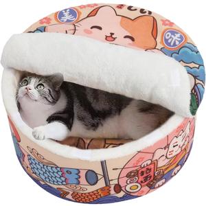 Ramen Noodle Dog & Cat Bed,Keep Warm and Super Soft Creative Pet Nest for Indoor Cats,Removable Washable Cushion for Small Medium Large Dogs and Cats (15.7"L x 15.7"W x 7.9"Th, orange)